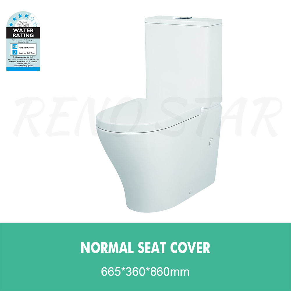 840*680*390mm Back to Wall Toilet Rimless Flushing Tech Soft Close Seat 