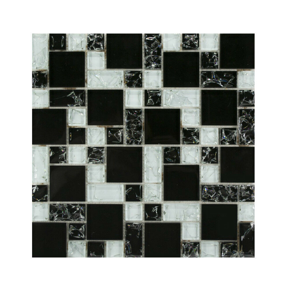 300300mm Mosaic Tiles Black White Crystal Pattern For Wall Kitchen Bathroom EBay